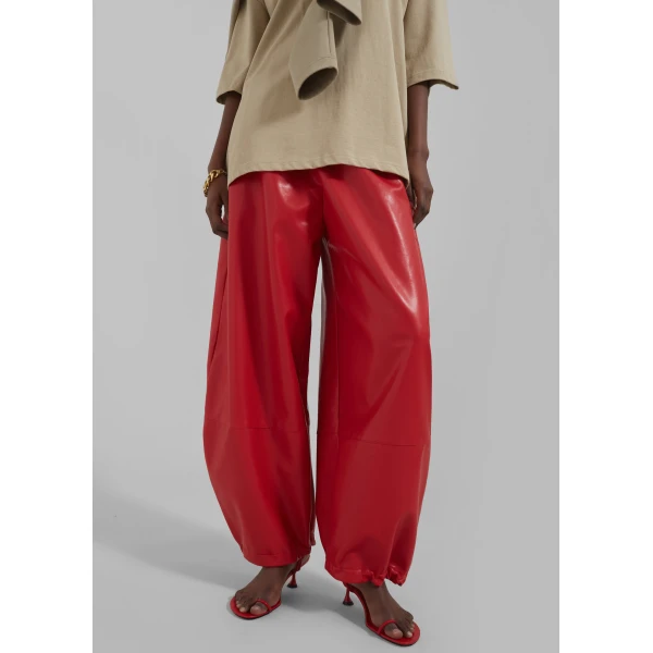 The Frankie Shop Briar Faux Leather Balloon Pants – Red, view 5
