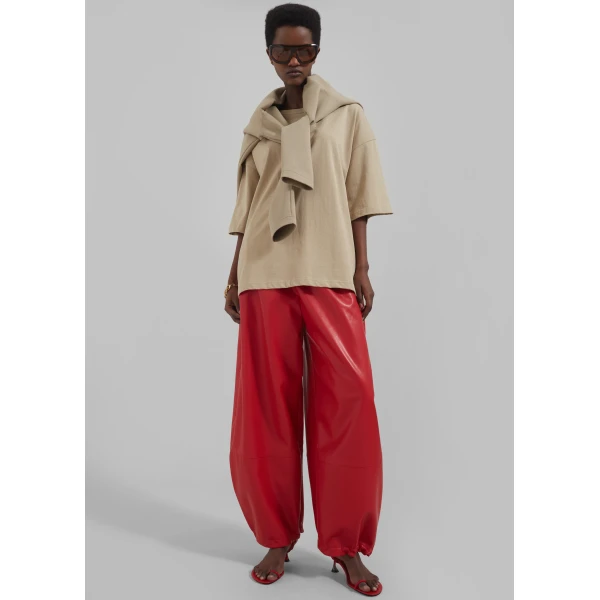 The Frankie Shop Briar Faux Leather Balloon Pants – Red, view 6