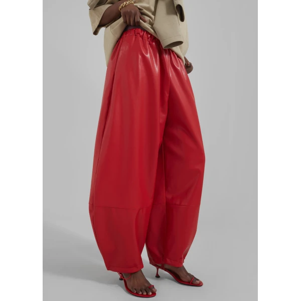 The Frankie Shop Briar Faux Leather Balloon Pants – Red, view 8