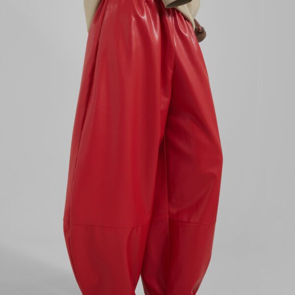 The Frankie Shop Briar Faux Leather Balloon Pants - Red - Oversized Minimalist Pants in Red - Shop at Coveti