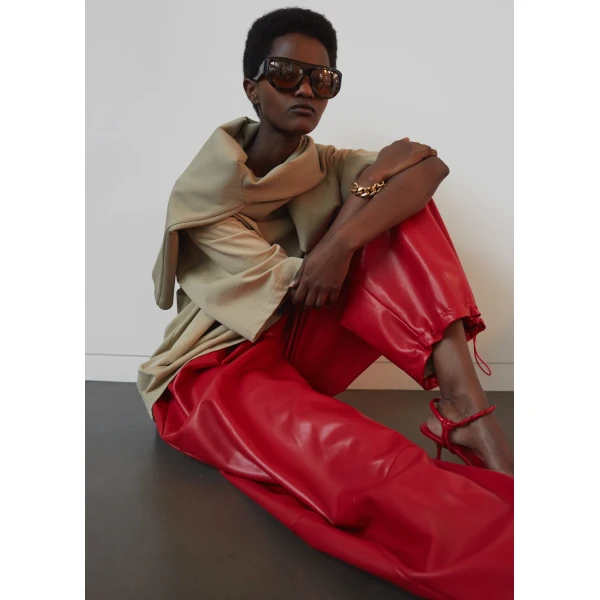 The Frankie Shop Briar Faux Leather Balloon Pants – Red, view 9