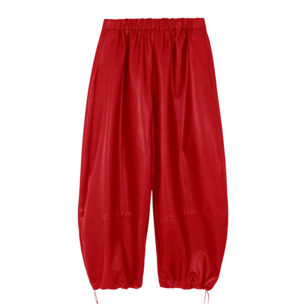 The Frankie Shop Briar Faux Leather Balloon Pants - Red - Oversized Minimalist Pants in Red - Shop at Coveti
