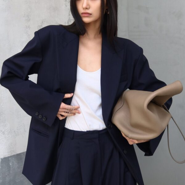 The Frankie Shop Canmore Double Vent Blazer - Navy - Oversized Minimalist Jackets in Blue - Shop at Coveti