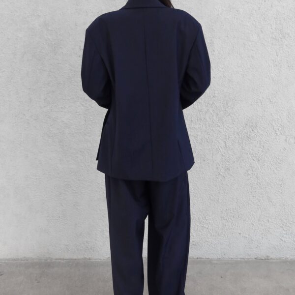 The Frankie Shop Canmore Pleated Trousers - Navy - Oversized Minimalist Pants in Blue - Shop at Coveti