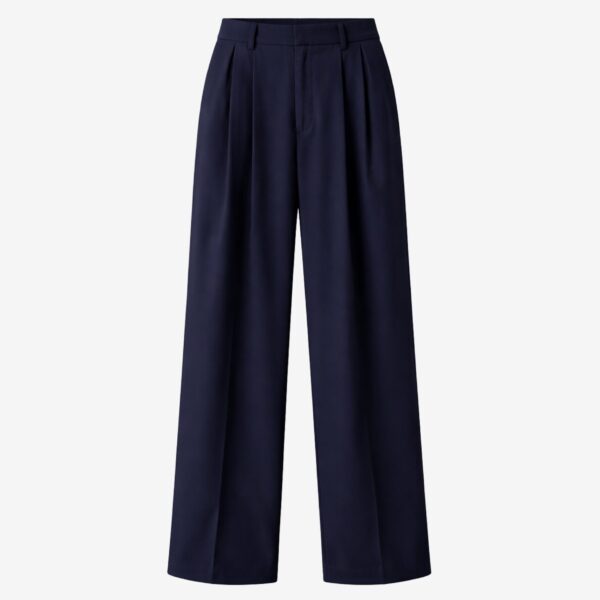 The Frankie Shop Canmore Pleated Trousers - Navy - Oversized Minimalist Pants in Blue - Shop at Coveti