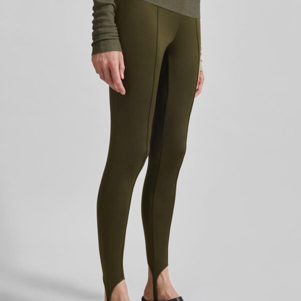 The Frankie Shop Caserta Stirrup Leggings - Olive - Oversized Minimalist Pants in Green - Shop at Coveti