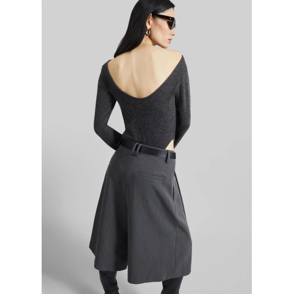The Frankie Shop Civray Brushed Knit Bodysuit – Charcoal, view 5