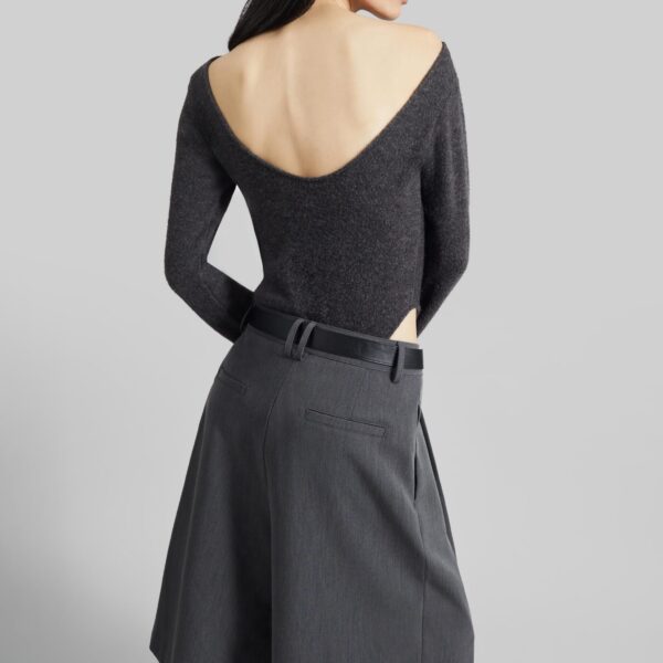 The Frankie Shop Civray Brushed Knit Bodysuit - Charcoal - Oversized Minimalist Knitwear in Grey - Shop at Coveti