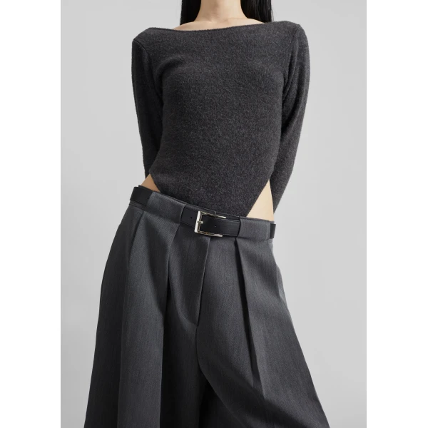 The Frankie Shop Civray Brushed Knit Bodysuit – Charcoal, view 7