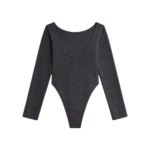 The Frankie Shop Civray Brushed Knit Bodysuit - Charcoal - Oversized Minimalist Knitwear in Grey - Shop at Coveti