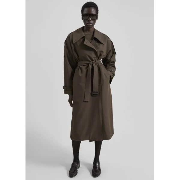 The Frankie Shop Dartford Trench Coat – Olive Brown, view 4