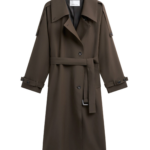 The Frankie Shop Dartford Trench Coat - Olive Brown - Oversized Minimalist Coats in Green - Shop at Coveti