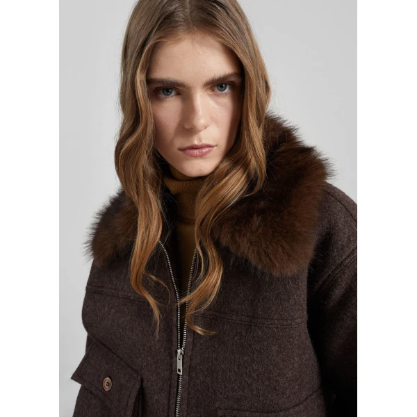 The Frankie Shop Elmont Brushed Wool Quilted Jacket – Brown, view 4