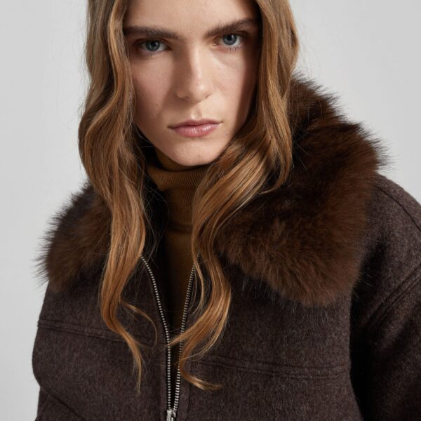 The Frankie Shop Elmont Brushed Wool Quilted Jacket - Brown - Oversized Minimalist Jackets in Brown - Shop at Coveti