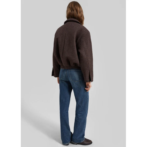 The Frankie Shop Elmont Brushed Wool Quilted Jacket – Brown, view 7