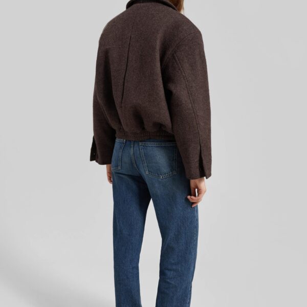 The Frankie Shop Elmont Brushed Wool Quilted Jacket - Brown - Oversized Minimalist Jackets in Brown - Shop at Coveti