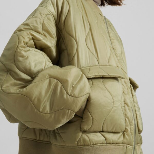 The Frankie Shop Halsey Quilted Bomber Jacket - Moss Green - Oversized Minimalist Jackets in Green - Shop at Coveti
