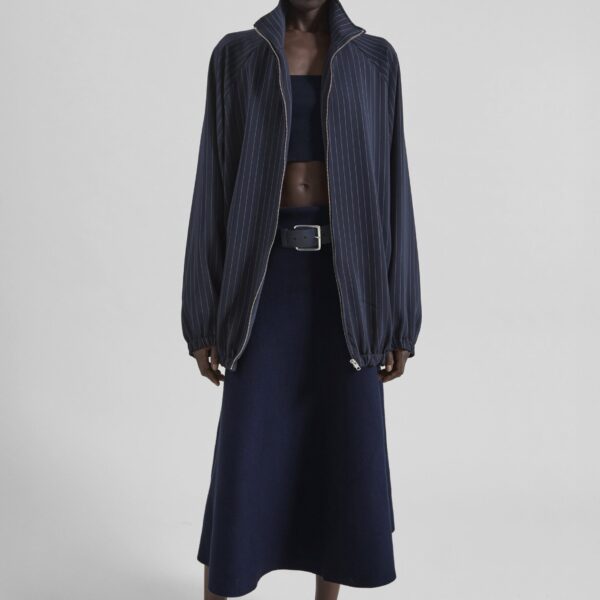 The Frankie Shop July Knit Midi Skirt - Navy - Oversized Minimalist Skirts in Blue - Shop at Coveti