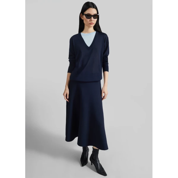The Frankie Shop July Knit Midi Skirt – Navy, view 4