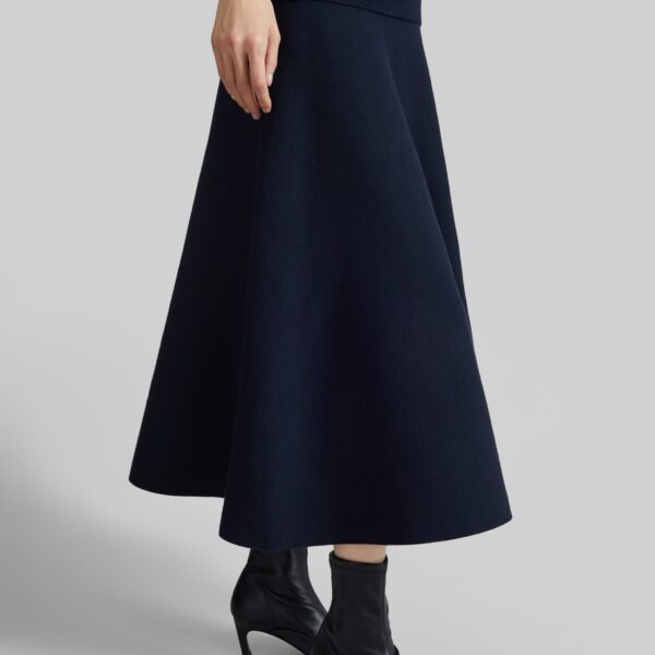 The Frankie Shop July Knit Midi Skirt - Navy - Oversized Minimalist Skirts in Blue - Shop at Coveti