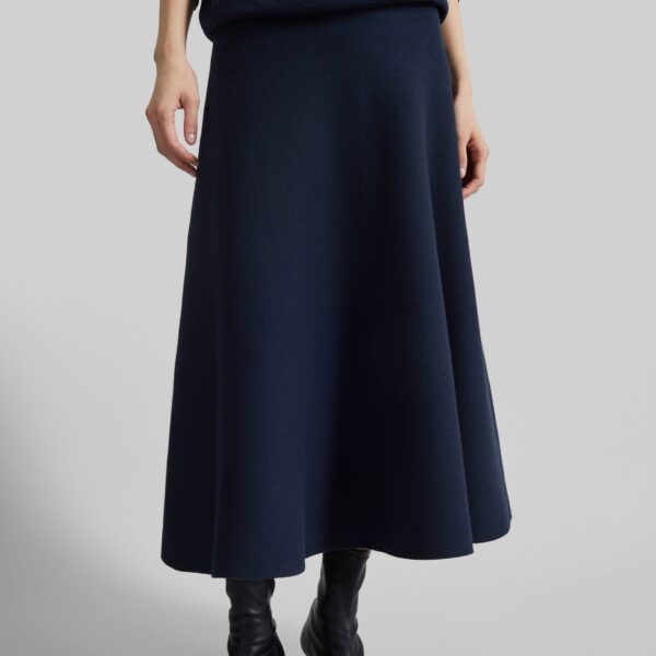 The Frankie Shop July Knit Midi Skirt - Navy - Oversized Minimalist Skirts in Blue - Shop at Coveti