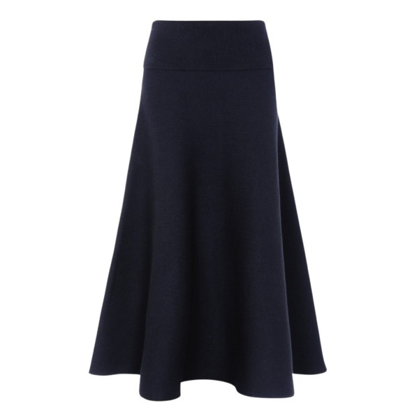 The Frankie Shop July Knit Midi Skirt - Navy - Oversized Minimalist Skirts in Blue - Shop at Coveti