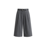 The Frankie Shop Kalvo Belted Bermuda Shorts - Dark Grey - Oversized Minimalist Shorts in Grey - Shop at Coveti