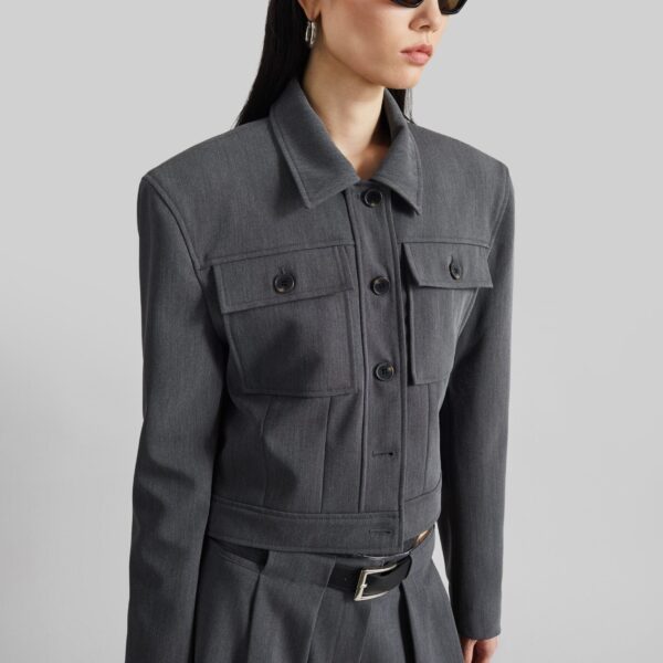 The Frankie Shop Kalvo Boxy Jacket - Dark Grey - Oversized Minimalist Jackets in Grey - Shop at Coveti