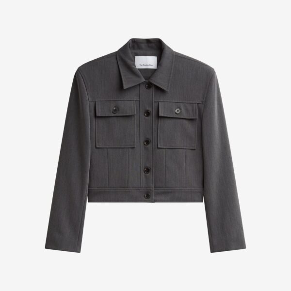 The Frankie Shop Kalvo Boxy Jacket - Dark Grey - Oversized Minimalist Jackets in Grey - Shop at Coveti