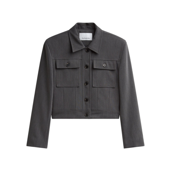 The Frankie Shop Kalvo Boxy Jacket - Dark Grey - Oversized Minimalist Jackets in Grey - Shop at Coveti
