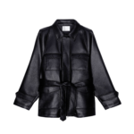 The Frankie Shop Kelia Faux Leather Padded Utility Jacket - Black - Oversized Minimalist Jackets in Black - Shop at Coveti