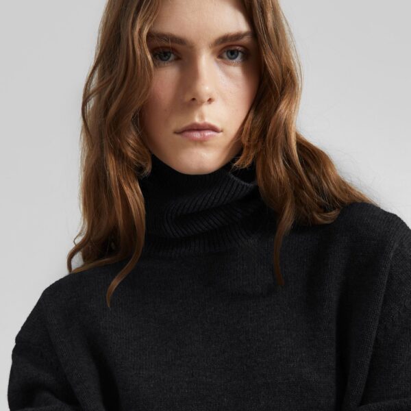 The Frankie Shop Koler Padded Knit Turtleneck - Black - Oversized Minimalist Knitwear in Black - Shop at Coveti