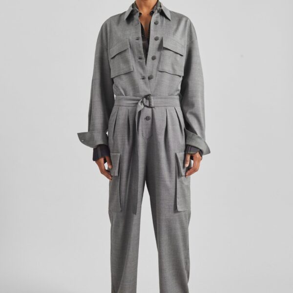 The Frankie Shop Linda Jumpsuit - Grey Melange - Oversized Minimalist Jumpsuit in Grey - Shop at Coveti