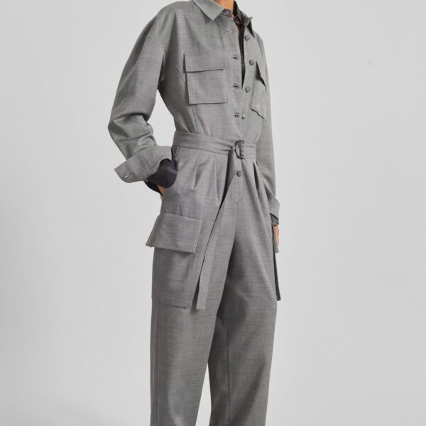 The Frankie Shop Linda Jumpsuit - Grey Melange - Oversized Minimalist Jumpsuit in Grey - Shop at Coveti