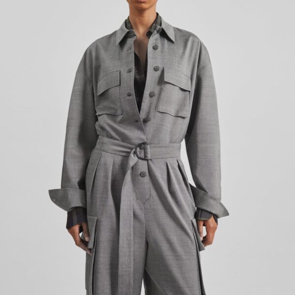 The Frankie Shop Linda Jumpsuit - Grey Melange - Oversized Minimalist Jumpsuit in Grey - Shop at Coveti