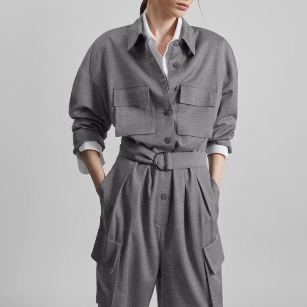 The Frankie Shop Linda Jumpsuit - Grey Melange - Oversized Minimalist Jumpsuit in Grey - Shop at Coveti
