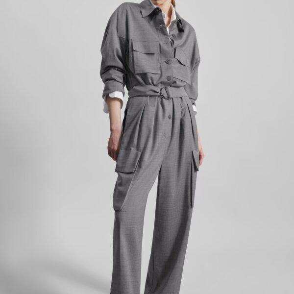 The Frankie Shop Linda Jumpsuit - Grey Melange - Oversized Minimalist Jumpsuit in Grey - Shop at Coveti