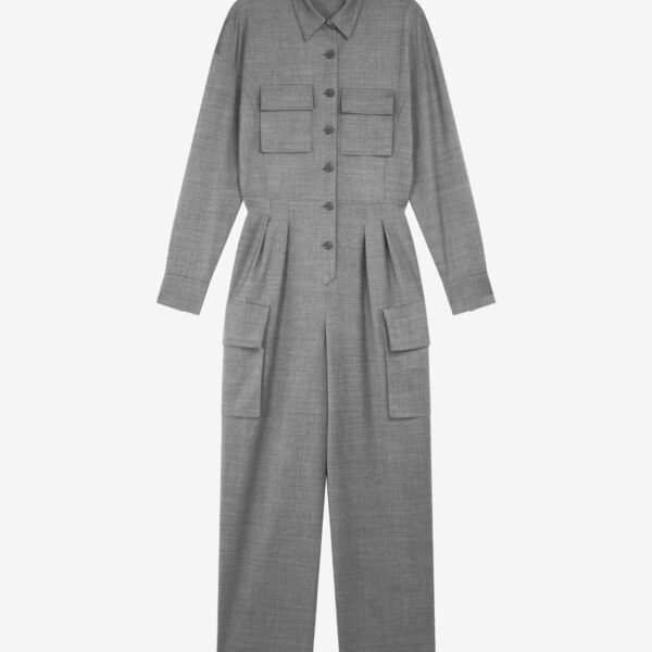 The Frankie Shop Linda Jumpsuit - Grey Melange - Oversized Minimalist Jumpsuit in Grey - Shop at Coveti