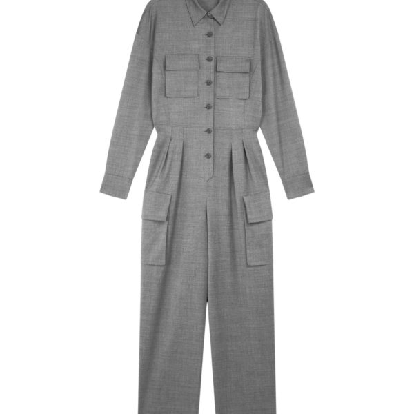 The Frankie Shop Linda Jumpsuit - Grey Melange - Oversized Minimalist Jumpsuit in Grey - Shop at Coveti