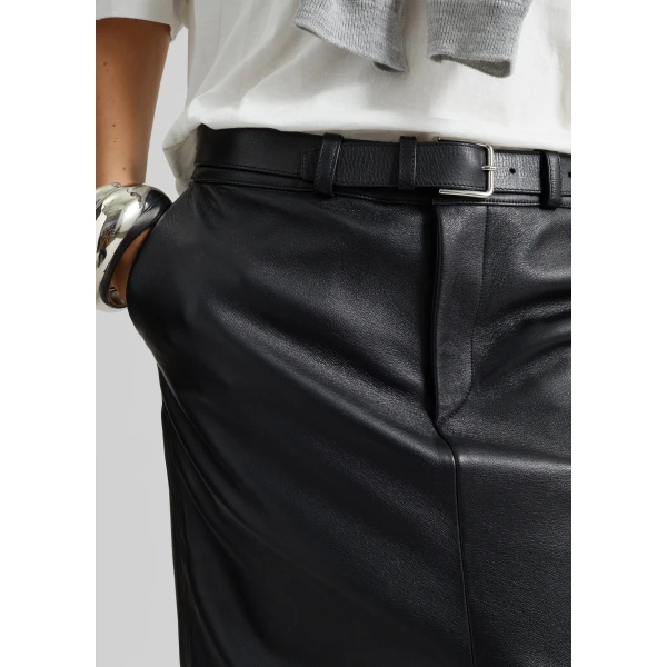 The Frankie Shop Maybelle Faux Leather Front Slit Pencil Skirt – Black, view 6