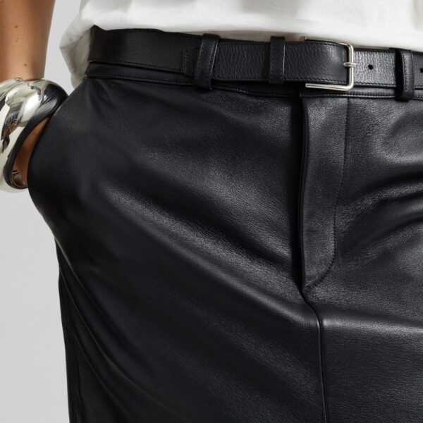 The Frankie Shop Maybelle Faux Leather Front Slit Pencil Skirt - Black - Oversized Minimalist Skirts in Black - Shop at Coveti