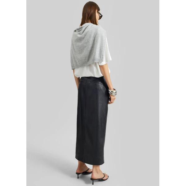 The Frankie Shop Maybelle Faux Leather Front Slit Pencil Skirt – Black, view 8