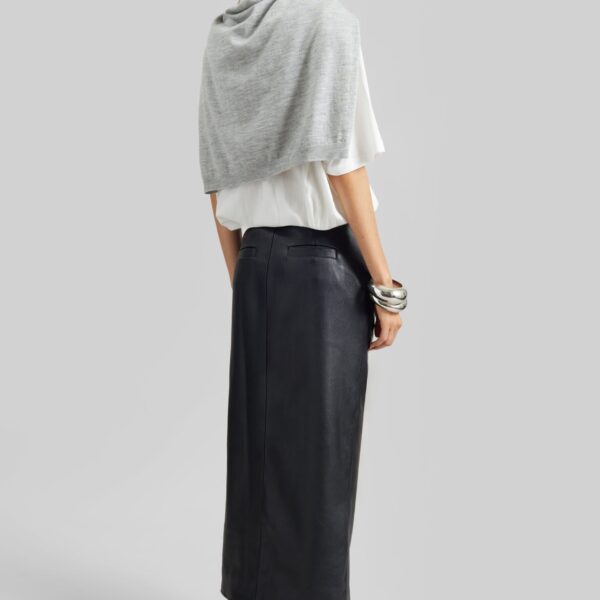 The Frankie Shop Maybelle Faux Leather Front Slit Pencil Skirt - Black - Oversized Minimalist Skirts in Black - Shop at Coveti