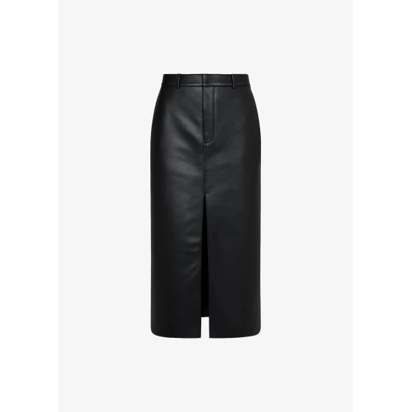 The Frankie Shop Maybelle Faux Leather Front Slit Pencil Skirt – Black, view 9
