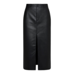 The Frankie Shop Maybelle Faux Leather Front Slit Pencil Skirt - Black - Oversized Minimalist Skirts in Black - Shop at Coveti