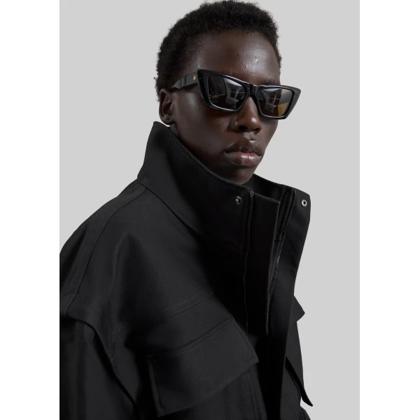 The Frankie Shop Melton Detachable Sleeve Cargo Jacket – Black, view 6