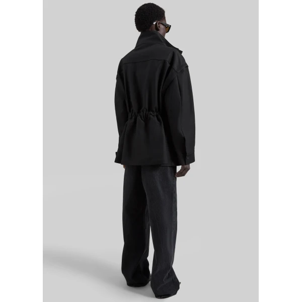 The Frankie Shop Melton Detachable Sleeve Cargo Jacket – Black, view 8