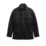The Frankie Shop Melton Detachable Sleeve Cargo Jacket - Black - Oversized Minimalist Jackets in Black - Shop at Coveti
