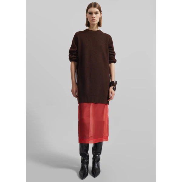 The Frankie Shop Peri Sheer Midi Skirt – Red, view 5