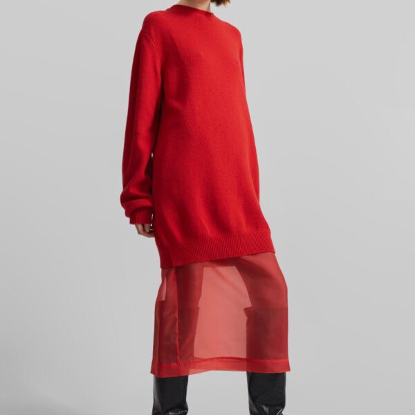 The Frankie Shop Peri Sheer Midi Skirt - Red - Oversized Minimalist Skirts in Red - Shop at Coveti